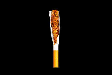 Cigarettes with a filter on a black backgroundの写真素材