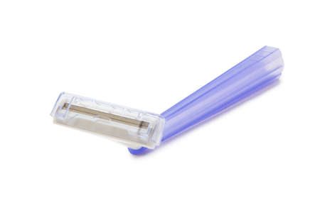 Disposable razor on a white backgroundの写真素材