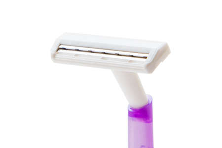 Disposable razor on a white backgroundの写真素材