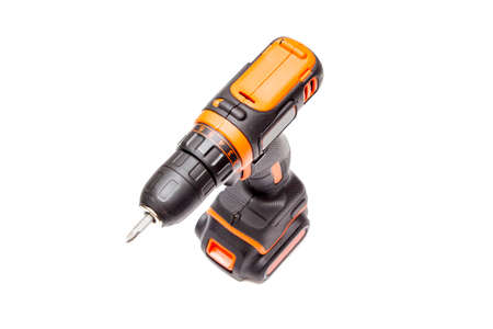 Cordless screwdriver on a white background
