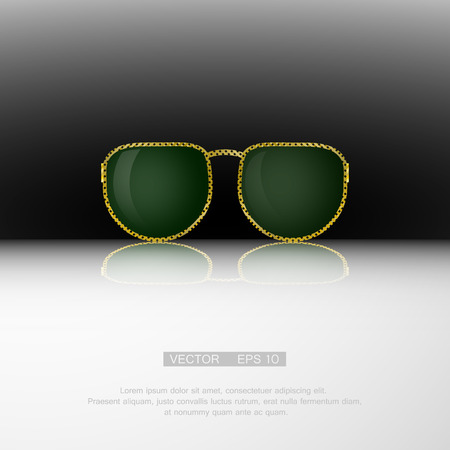 Retro gold glasses with green lenses.のイラスト素材