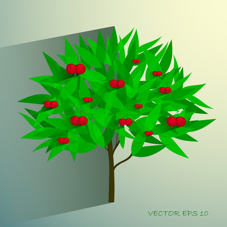Ecological Concept. vector cherry tree.のイラスト素材