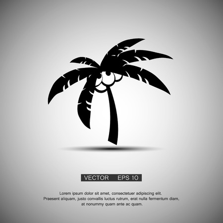 Coconut palm tree black silhouette isolated on light background. のイラスト素材