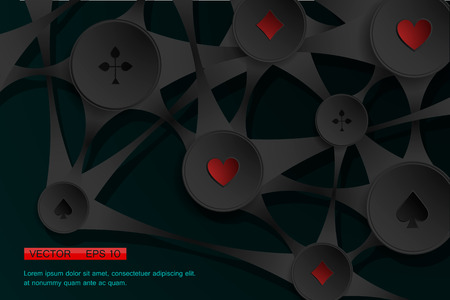 Abstract black background with playing cards symbol. Vector illustration. Eps 10のイラスト素材