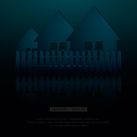 Vector house. Simple stylized icon of cottage in the village.Abstract sign of suburban real estate.のイラスト素材