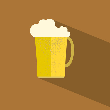 Glass of beer icon ,Vector illustration , flat design with long shadow. Vector Eps 10のイラスト素材