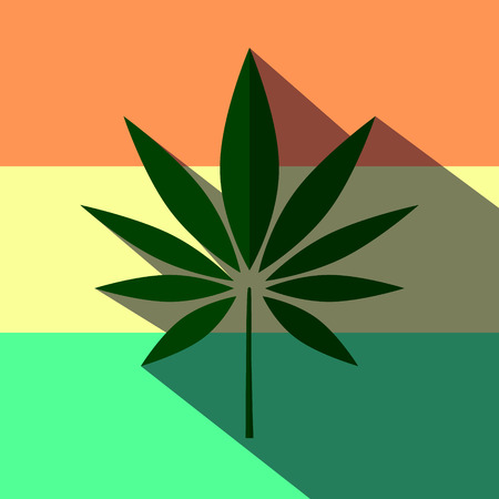 Illustration of a marijuana  long shadow icon. Vector symbolのイラスト素材