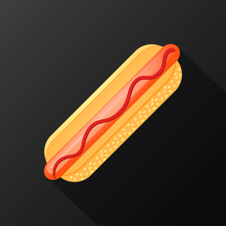 hot dog icon with long shadow. flat style vector illustration. Vector symbolのイラスト素材