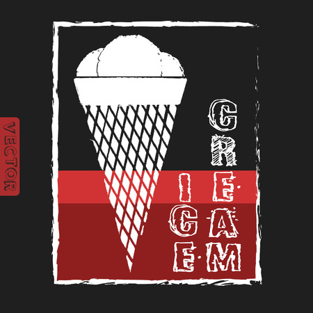 Chalk painted illustration of ice cream. Menu theme. Vectorのイラスト素材