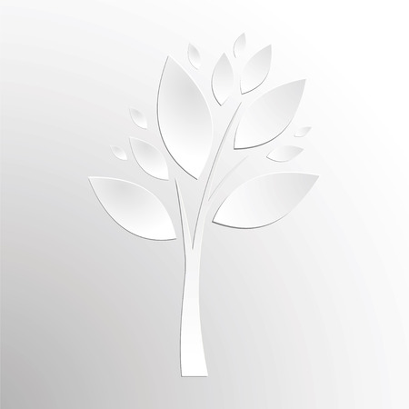 White Trees Cut From Paper on Grey Background. Vector epsのイラスト素材