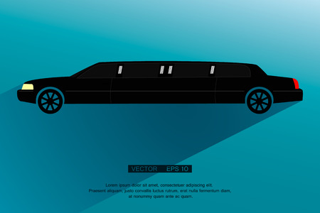 black  limousine. vector silhouette with flat shadowのイラスト素材