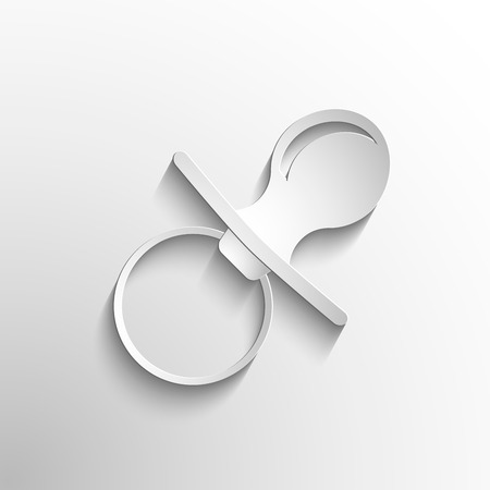 baby pacifier icon. Vector white symbol nippleのイラスト素材