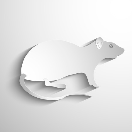 Vector silhouette of the Rat. Vector white symbol or iconのイラスト素材