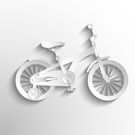 Bicycle Kids. Vector white paper symbol bikeのイラスト素材