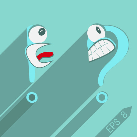 The exclamation point and question mark are arguing with each other. Conflict.のイラスト素材