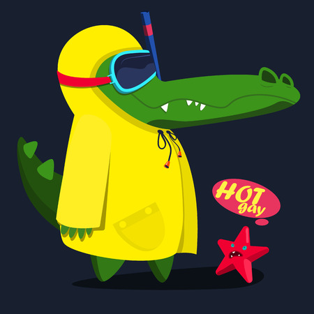 cool, cute monster crocodiles characterのイラスト素材