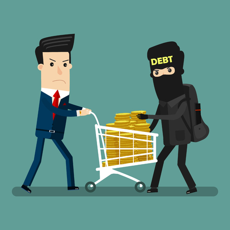Businessman get robbery by business hands. vector illustrationのイラスト素材