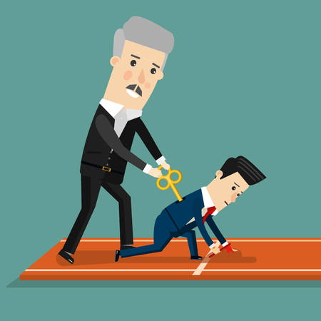 Boss motivates his subordinate. Business concept cartoon illustration. Vectorのイラスト素材