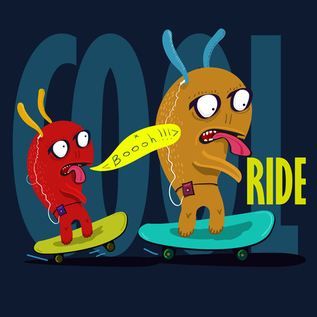 cool monster to skateboard graphic. Vectorのイラスト素材