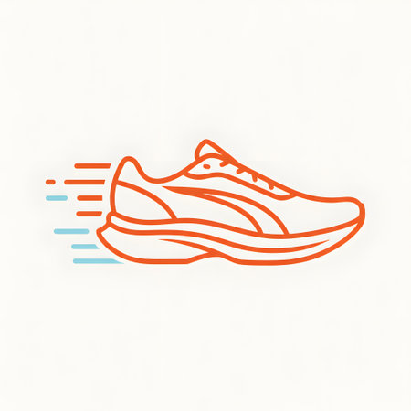 Running shoes icon in line art style on white background. Vector illustration.の素材