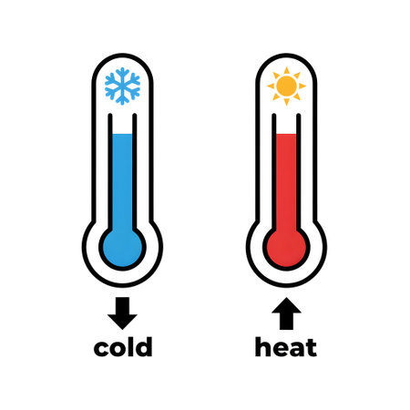 Cold and hot temperature. Thermometer icon. Vector illustration.の素材
