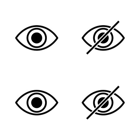 Eye icons vector. Eye icon vector. Eye icon vector. Eye icon vectorの素材