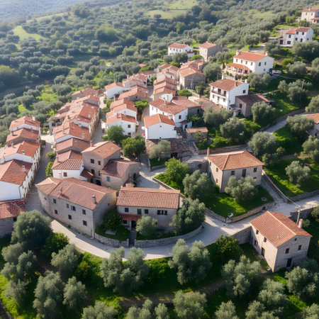 Aerial view of medieval town of Melnik, Blagoevgrad region, Bulgariaの素材