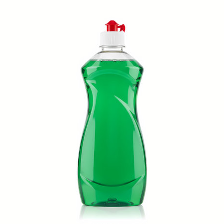 Plastic bottle of detergent on a white background. 3d rendering.の素材
