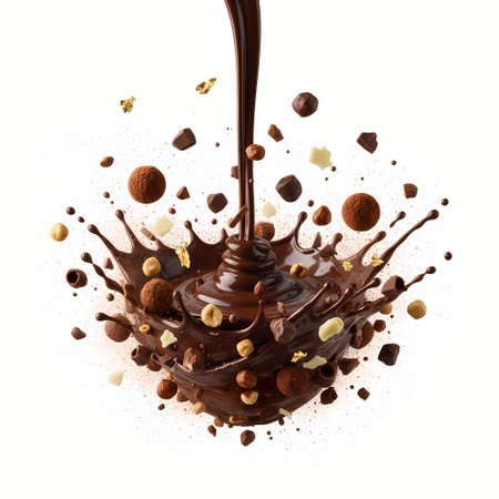 chocolate splash isolated on white background. 3d rendering, illustrationの素材