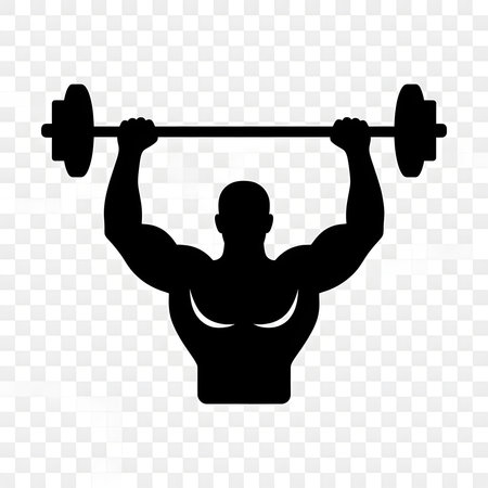 Fitness icon. Vector illustration of a man lifting a barbellの写真素材
