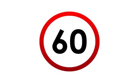 Maximum speed limit 60 flat icon, Traffic and road sign, vector graphics.のイラスト素材