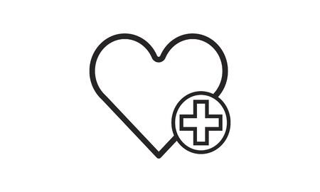 Thin line heart with medical sign icon vector illustration.のイラスト素材