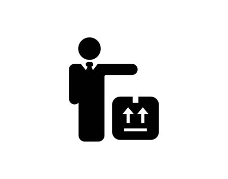 Person standing beside a delivery box company  design template, Business corporate vector iconのイラスト素材