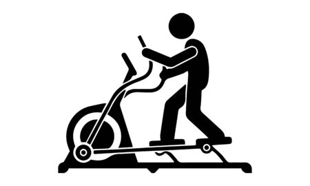 Exercise Bike icon. Black filled vector illustration. Exercise Bike symbol on white background. Can be used in web and mobile.のイラスト素材