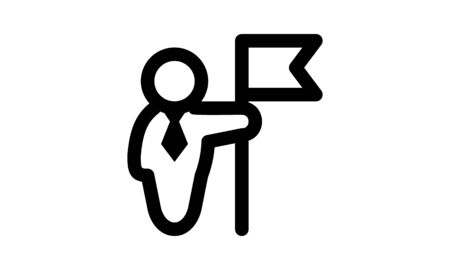 Businessman holding flag, Man with flag iconのイラスト素材