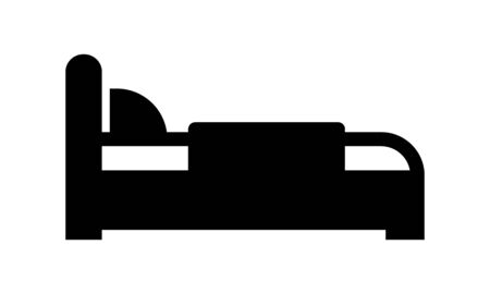 Bed icon in flat style hotel symbol vector imageのイラスト素材