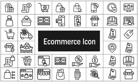 Ecommerce icon pack flat style vector illustration.のイラスト素材