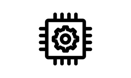 Processor and gear icon isolated on white background. CPU, chip service concept. Adjusting app,...