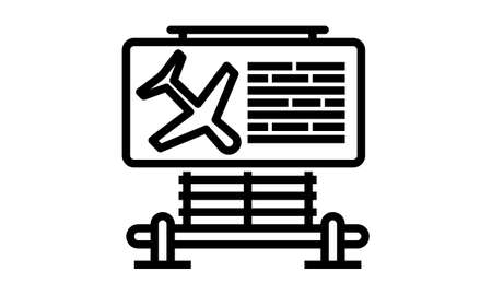 Airport arrivals plane line icon airplane landing vector imageのイラスト素材