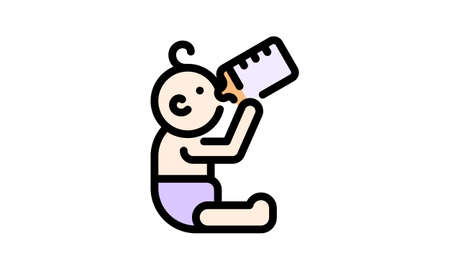 Feeding bottle for newborn hand drawn outline doodle icon.のイラスト素材