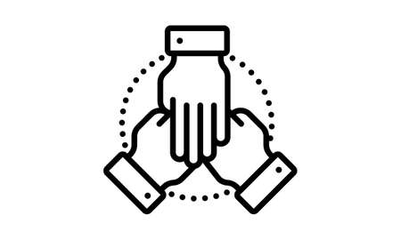 Three hands support each other, concept of teamwork, icon vectorのイラスト素材