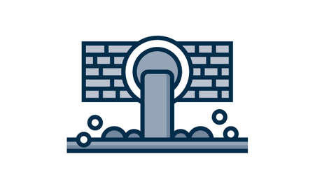 Factory, Industry, Sewage, Waste, Water Flat Icon. Vector icon banner Template.のイラスト素材
