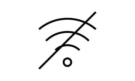 No wifi icon vector isolated on white background, No wifi sign, black symbols.のイラスト素材