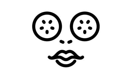 Cucumber slices on face vector icon on white background. Flat vector cucumber slices on face icon symbol sign from modern beauty collection for mobile concept and web apps designのイラスト素材