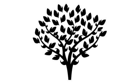 Tree with thin branches covered by leaves vector icon.のイラスト素材