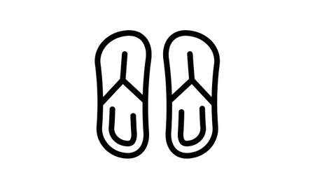 Flip flop icon thin line black on white background vector illustration.のイラスト素材