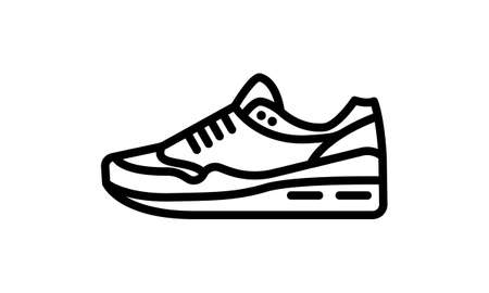 Shoe icon. Footwear isolated on white. Sneaker vector. Sport shoe icon on the move minimalistic illustration.のイラスト素材