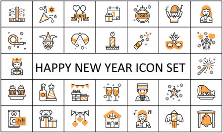 Happy new year icon set vector imageのイラスト素材