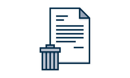 Delete file document outline icon. linear style sign for mobile concept and web design. Paper sheet with Recycle Bin simple line vector icon. Pixel perfect vector graphicsのイラスト素材