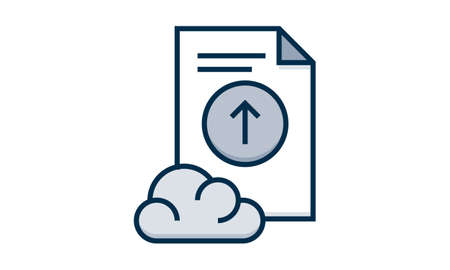 Upload file icon vector sign and symbol isolated on white background, Upload file concept.のイラスト素材